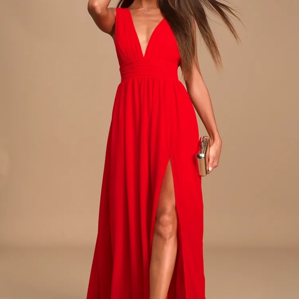 Red maxi dress with slit